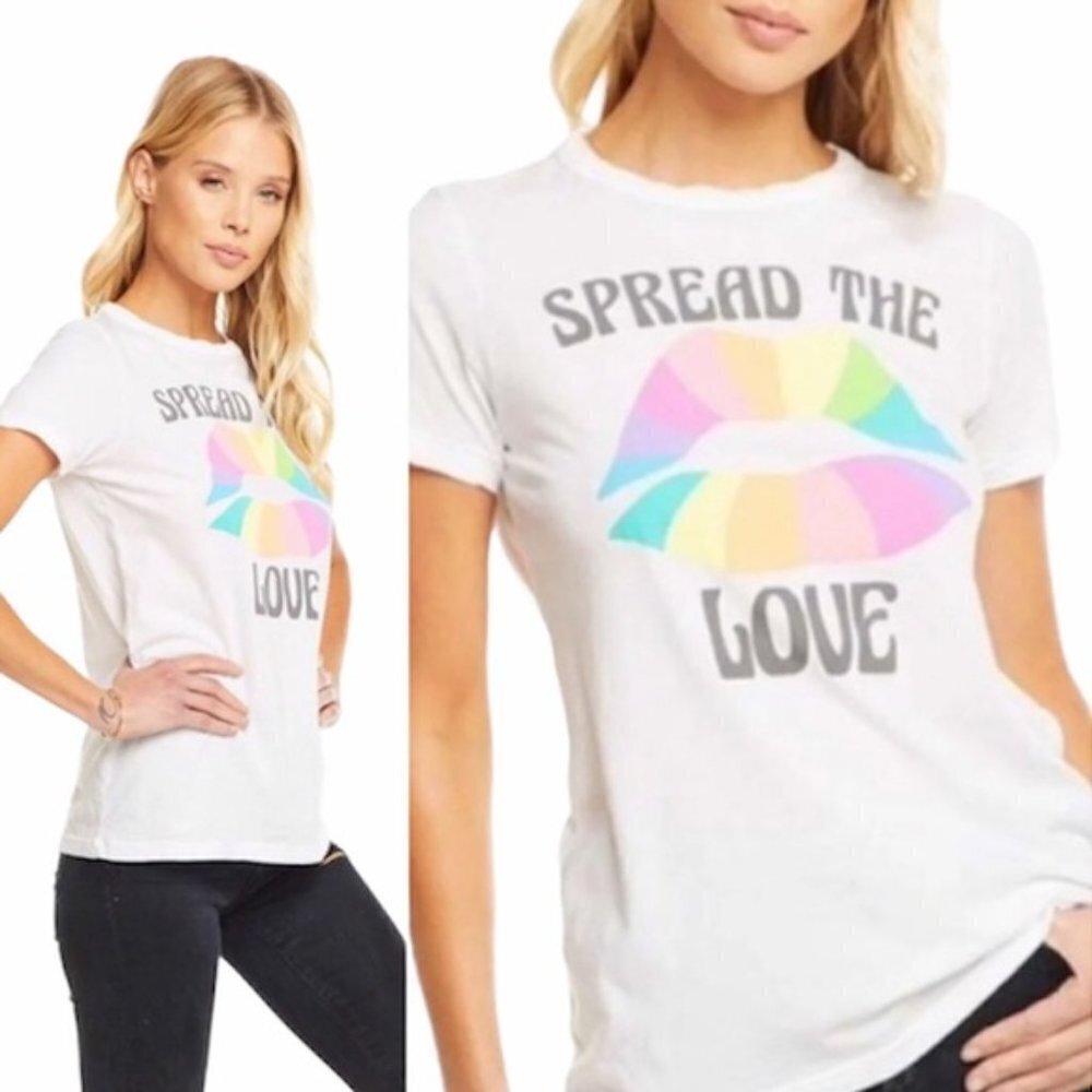 Chaser Spread the Love Rainbow Lips Tee Sz. S NEW